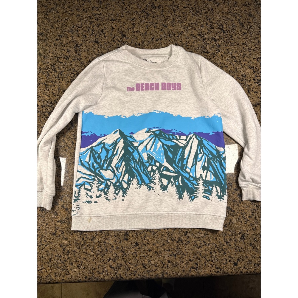 The Beach Boys Mountain Graphic Sweatshirt Gray Large Band Merch Crewneck
